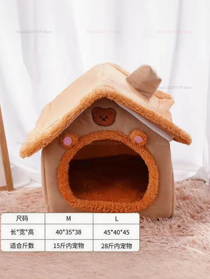 Furvio Shop winter warm foldable pet villa with cozy interior, ideal for small dogs and cats during cold weather.