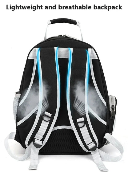 Transparent space capsule pet backpack by Furvio Shop with clear plastic design and adjustable straps for comfortable carrying.