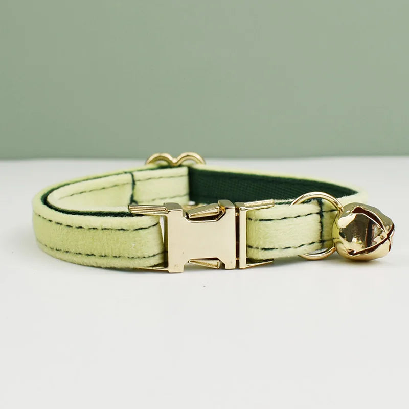 Velvet Furvio Shop cat collar with bowknot, personalized feline collar featuring bell and stylish design for cats.