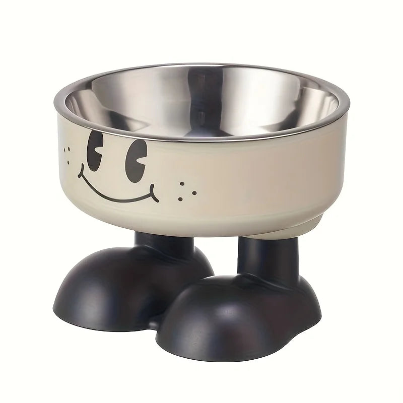 Furvio Shop Smiley Footed Elevated Pet Bowl with colorful smiley design and sturdy elevated base for comfortable pet feeding.
