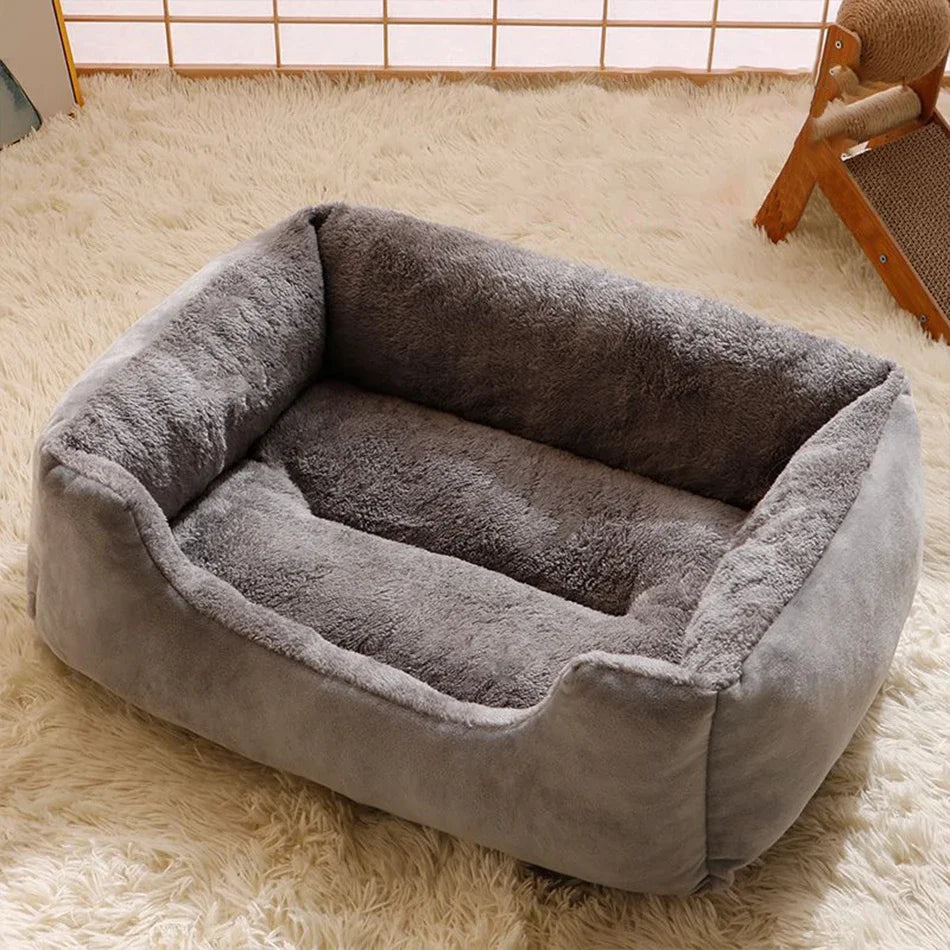 Soft plush dog bed by Furvio Shop with anti-slip bottom, cozy minimalist design, perfect for small to medium pets.