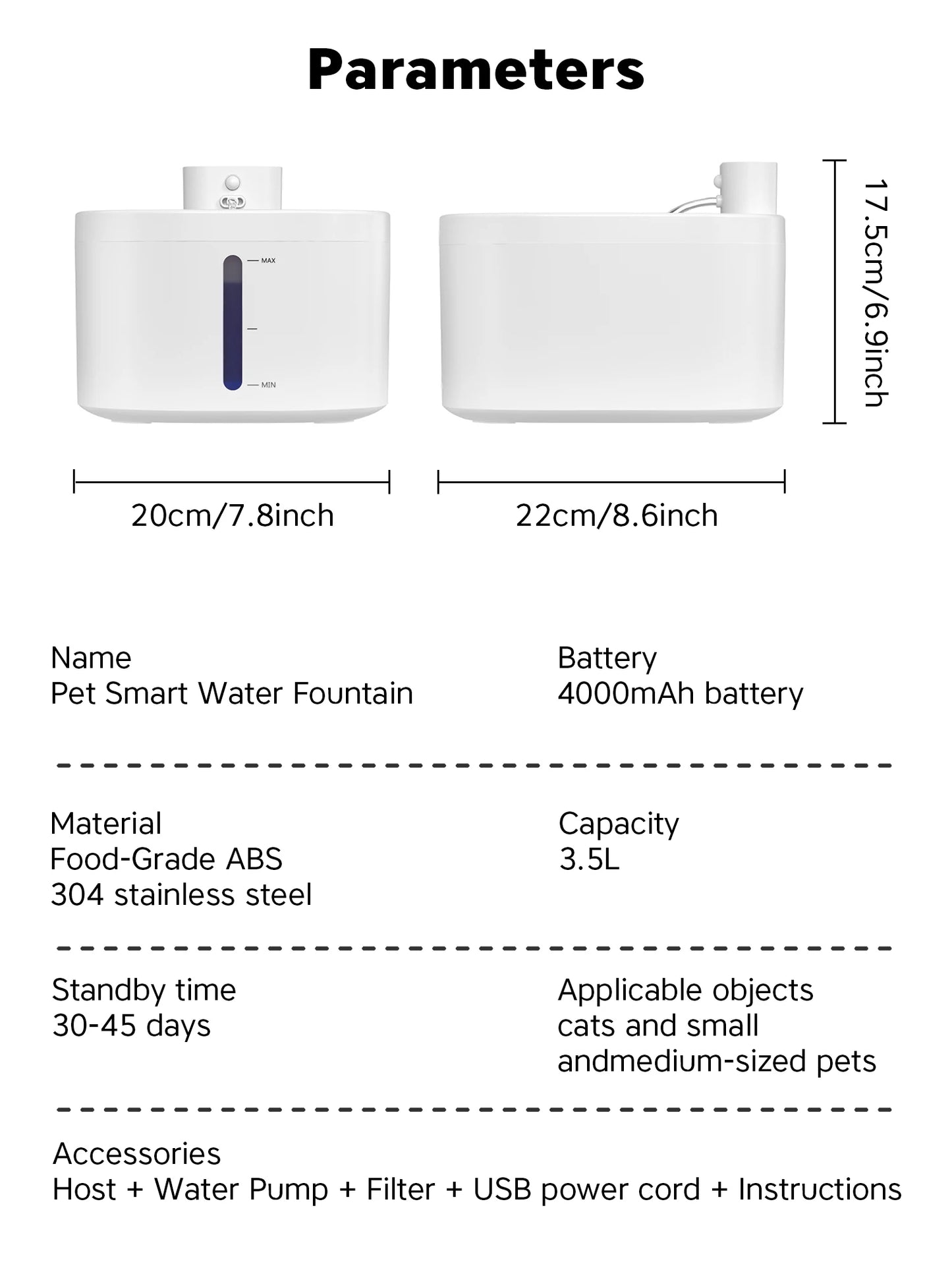 Furvio Shop AquaFlow Wireless Smart Pet Fountain with 3.5L capacity, sleek design, and interactive features for pets.