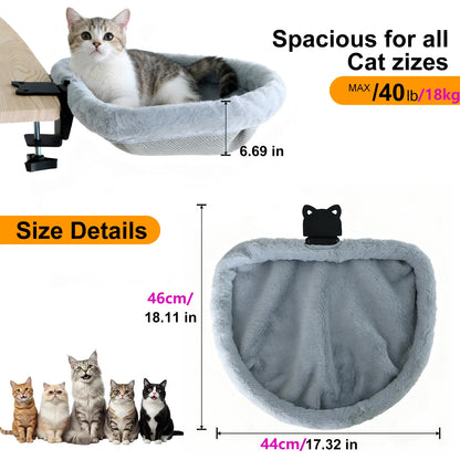 Furvio Shop folding semi-circular cat desk bed and hammock with plush interior and sturdy frame, ideal for cozy feline resting.
