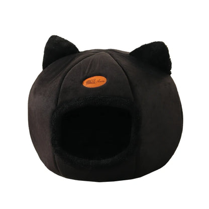 Furvio Shop 2-in-1 cat cave bed and nest with warm plush interior, cozy hiding spot for cats, in neutral color
