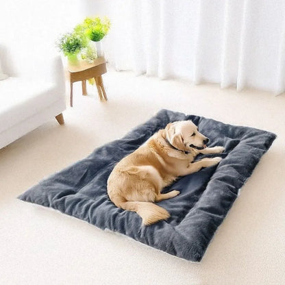 Extra large dual-sided plush dog bed and crate mat by Furvio Shop, soft and comfortable for pets, with plush fabric and spacious design.