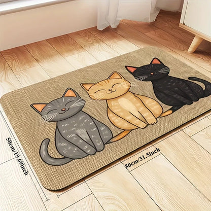 Furvio Shop Three Cats Diatom Mud Feeding Mat with textured surface for easy cleaning and mess control, suitable for cat feeding areas.