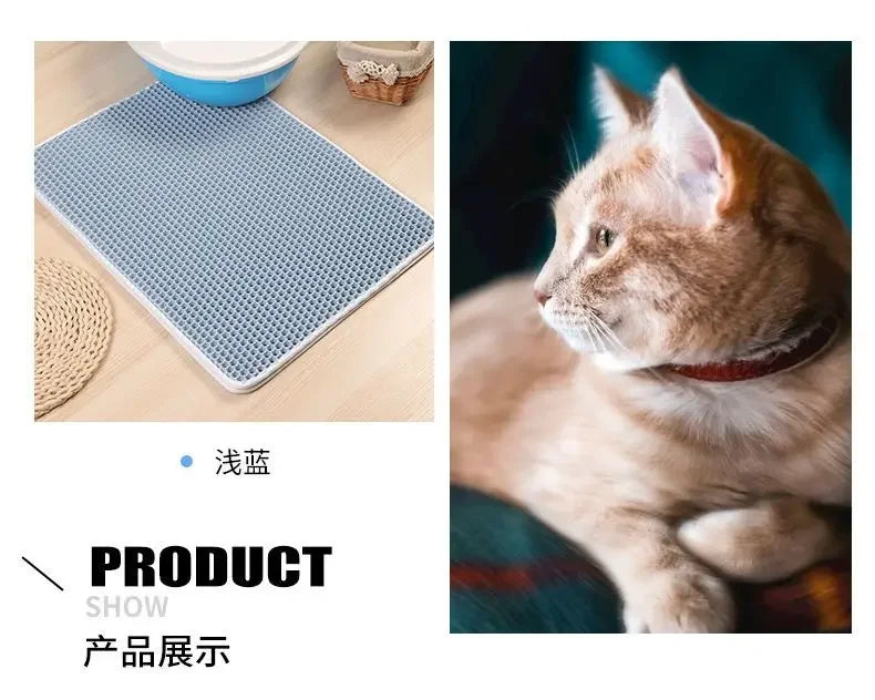 Furvio Shop double-layer waterproof cat litter mat with non-slip base, washable sand pad for trapping litter and keeping floors clean