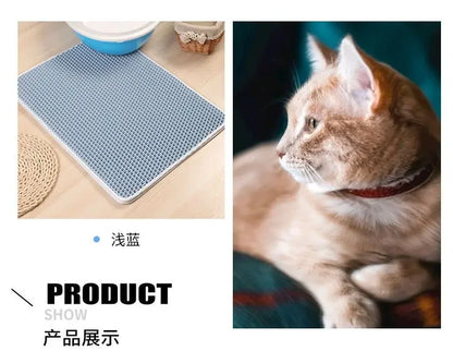Furvio Shop double-layer waterproof cat litter mat with non-slip base, washable sand pad for trapping litter and keeping floors clean