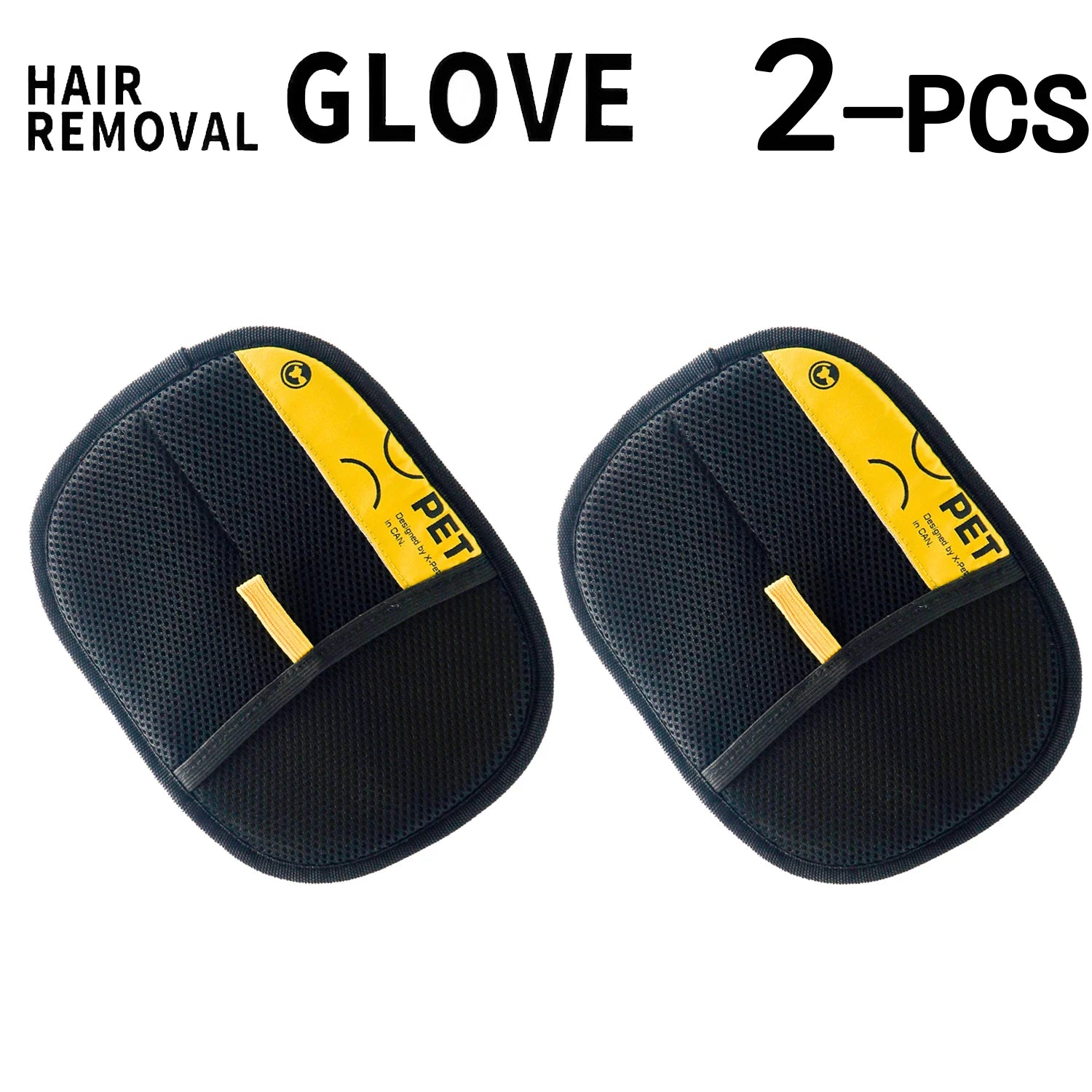 Furvio Shop electrostatic pet hair remover glove shown in use, removing pet fur from a sofa with textured surface.