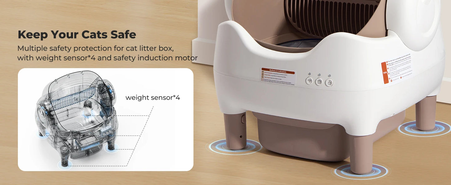 Furvio Shop smart open-top self-cleaning cat litter box with 10L capacity, featuring a modern design and easy-to-use features.
