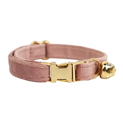 Luxurious velvet cat collar with a bow tie from Furvio Shop, featuring a soft, elegant design for stylish feline accessories.