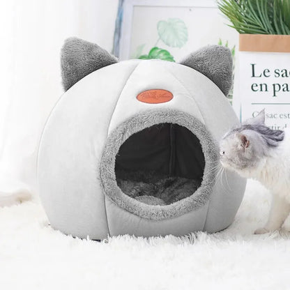 Furvio Shop 2-in-1 cat cave bed and nest with warm plush interior, cozy hiding spot and resting area for cats.