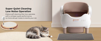 Furvio Shop smart open-top self-cleaning cat litter box in white with digital control panel and spacious 10L design.