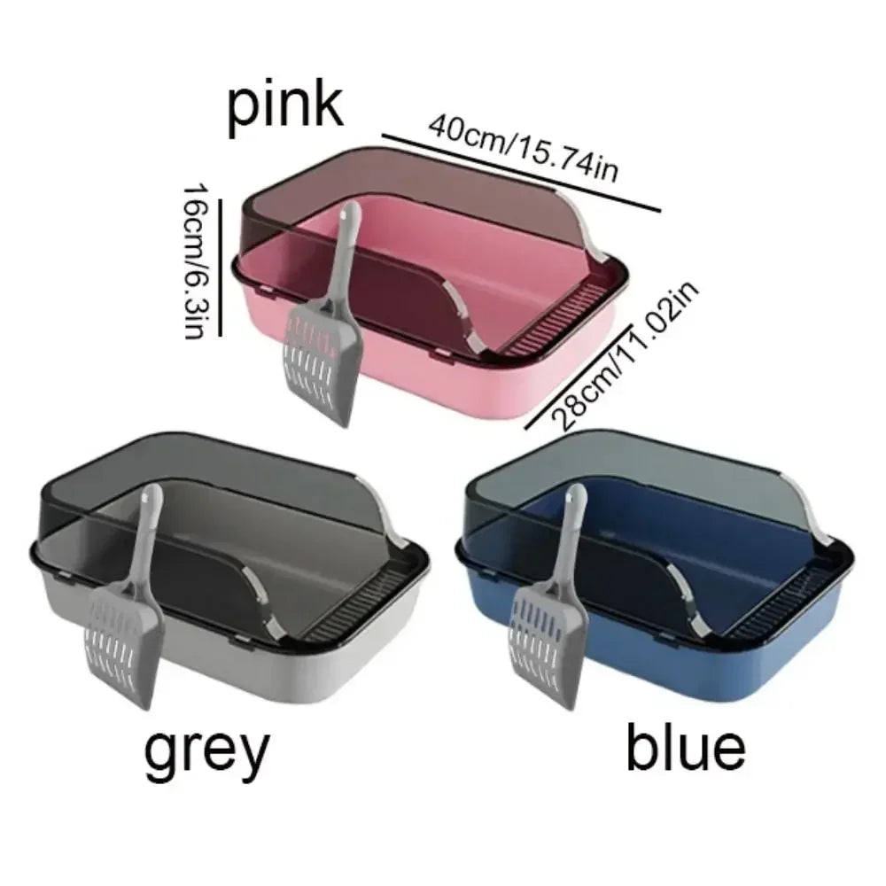 Open top splashproof cat litter box by Furvio Shop, featuring a durable plastic design with high sides and a smooth finish.