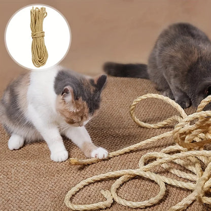 Natural sisal scratching rope by Furvio Shop, coiled and ready for cat scratching posts or DIY pet toys.
