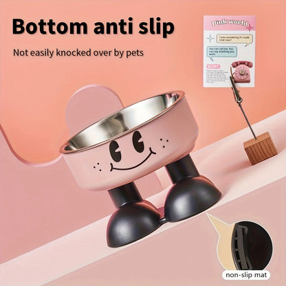 Furvio Shop Smiley Footed Elevated Pet Bowl with colorful smiley face, raised design for comfortable pet eating and drinking.