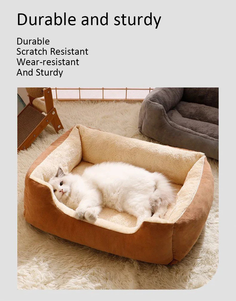 Furvio Shop cozy minimalist plush pet bed with anti-slip bottom, soft and comfortable for small dogs or cats.