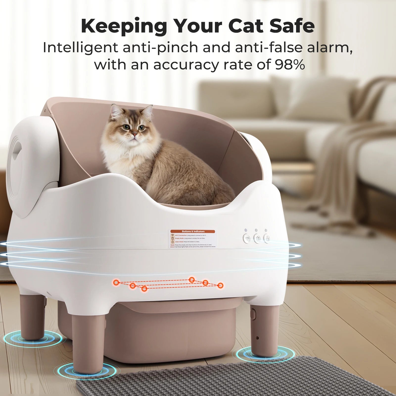Furvio Shop smart open-top self-cleaning cat litter box with 10L capacity, featuring a sleek design and easy-to-clean surface.