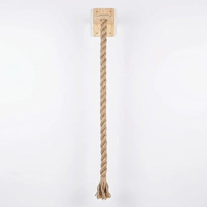 Minimalist wall-mounted cat climbing rope by Furvio Shop, featuring natural jute material and sleek design for feline play and exercise.