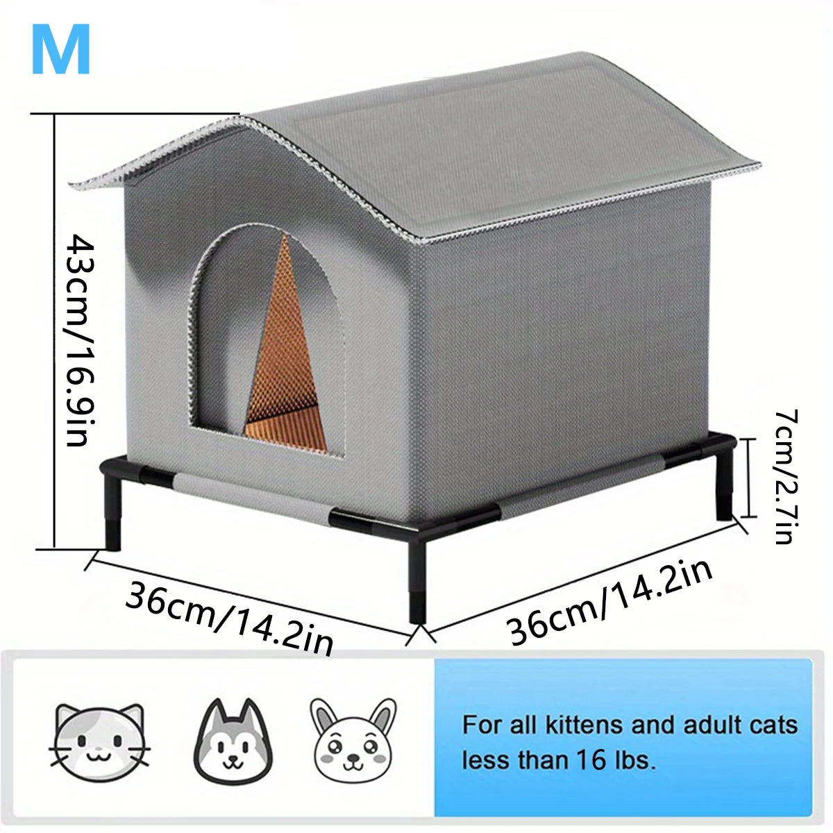 Furvio Shop all-season waterproof stray cat house with elevated design and cozy interior for outdoor feline shelter.