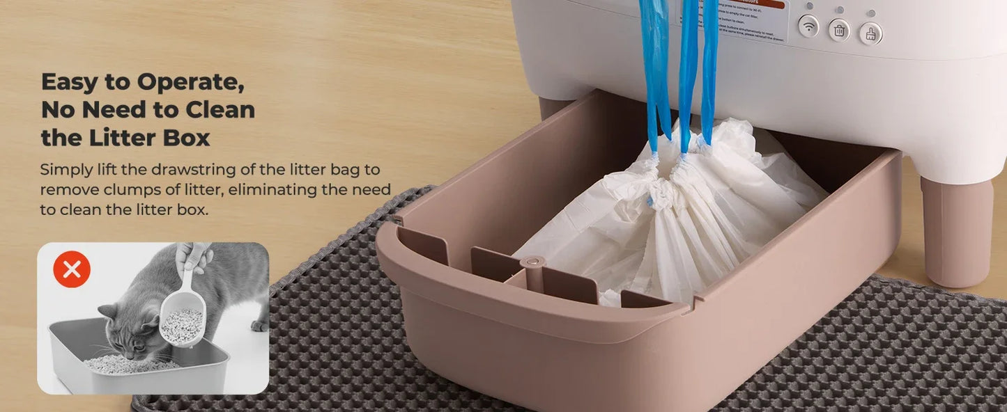 Furvio Shop smart open-top self-cleaning cat litter box with 10L capacity, featuring a sleek design and easy-to-clean surface.