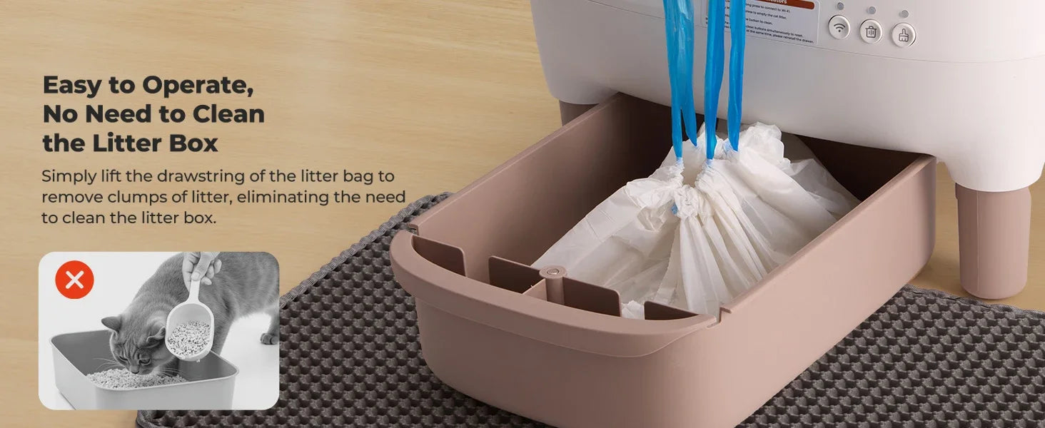 Furvio Shop smart open-top self-cleaning cat litter box with 10L capacity, featuring a sleek design and easy-to-clean surface.