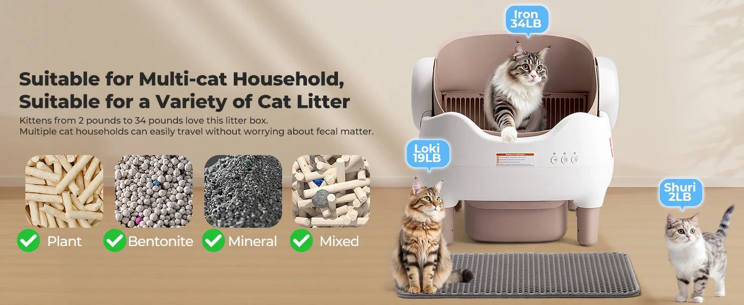 Furvio Shop smart open-top self-cleaning cat litter box with 10L capacity, featuring a sleek design and easy cleaning mechanism.