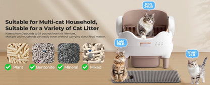 Furvio Shop smart open-top self-cleaning cat litter box with 10L capacity, featuring a sleek design and easy cleaning mechanism.