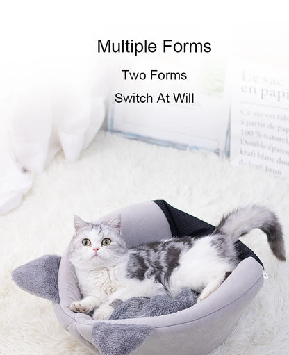 Furvio Shop 2-in-1 cat cave bed and nest with warm plush interior, cozy hiding spot and resting space for cats.