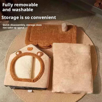 Foldable Furvio Shop winter pet villa with cozy interior and soft fabric, ideal for small pets to stay warm and comfortable.