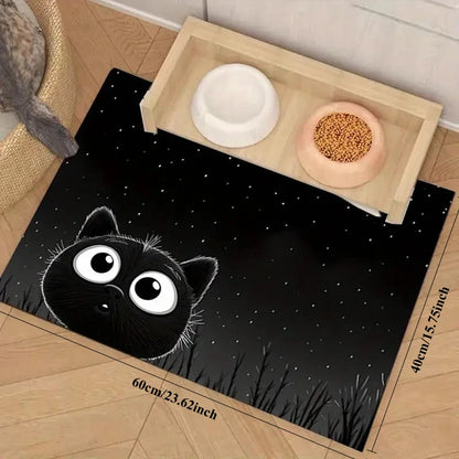 Furvio Shop waterproof diatom mud pet feeding mat showing a slip-resistant surface and absorbent material for pet bowls.