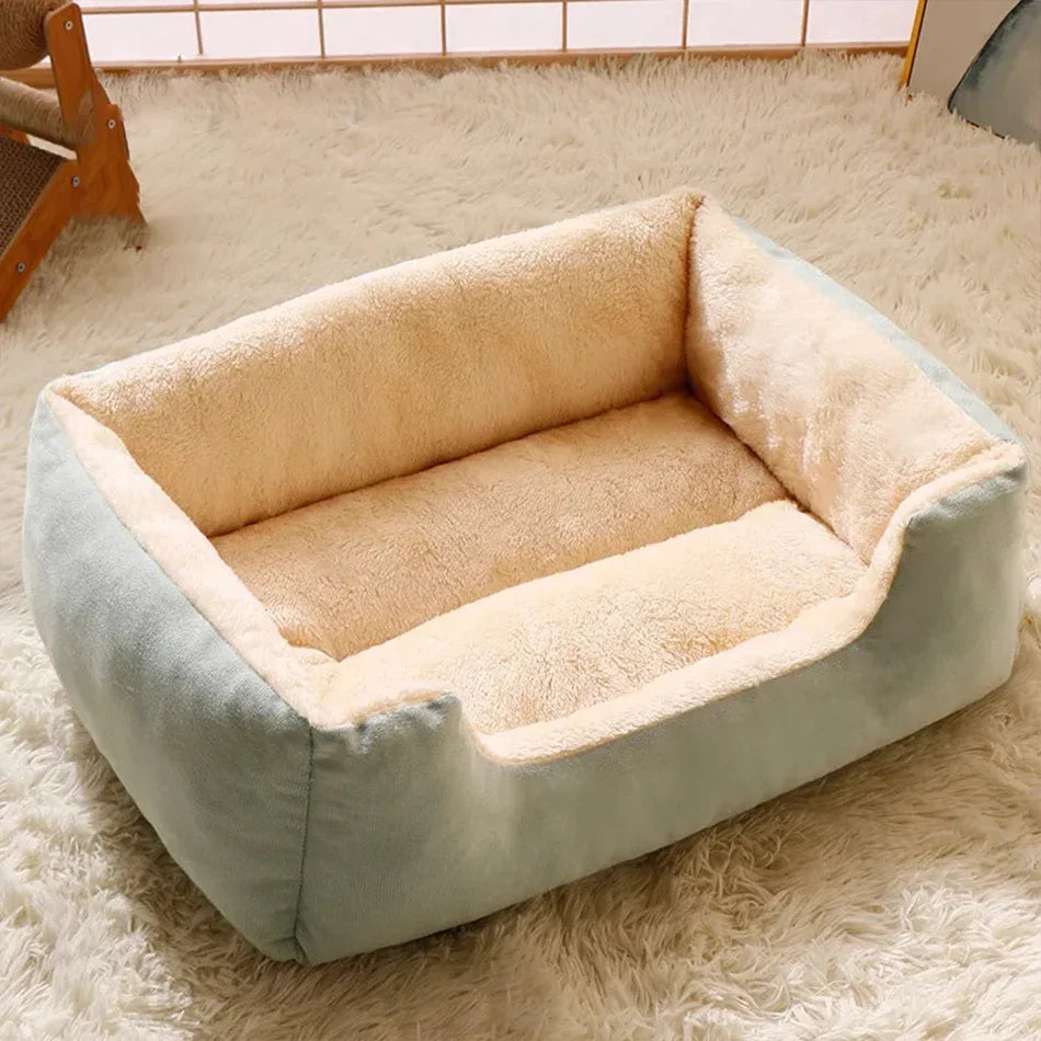 Soft plush pet bed from Furvio Shop featuring a cozy, minimalist design with anti-slip bottom for comfort and safety.