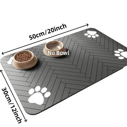 Absorbent pet feeding mat by Furvio Shop, quick-drying and waterproof, with a non-slip surface for easy feeding cleanup.