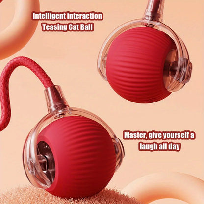 Smart interactive rolling cat ball with tail by Furvio Shop, featuring colorful design and playful motion for feline entertainment.