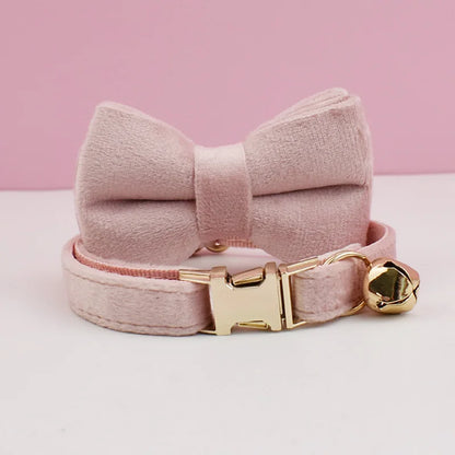 Luxurious velvet cat collar with a bow tie by Furvio Shop, featuring a soft texture and elegant design for stylish feline accessories.