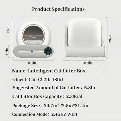 Furvio Shop Tonepie Smart Automatic Self-Cleaning Cat Litter Box with 65L capacity, showing its sleek design and litter tray.