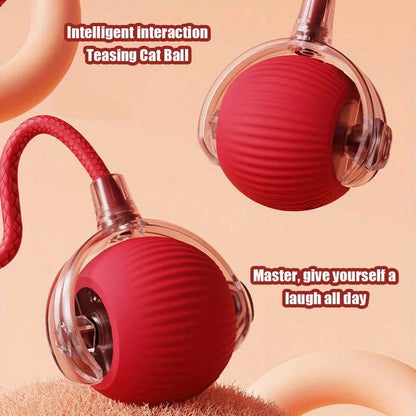 Furvio Shop Smart Interactive Rolling Cat Ball with Tail, colorful toy for cats, designed to spin and entertain pets.
