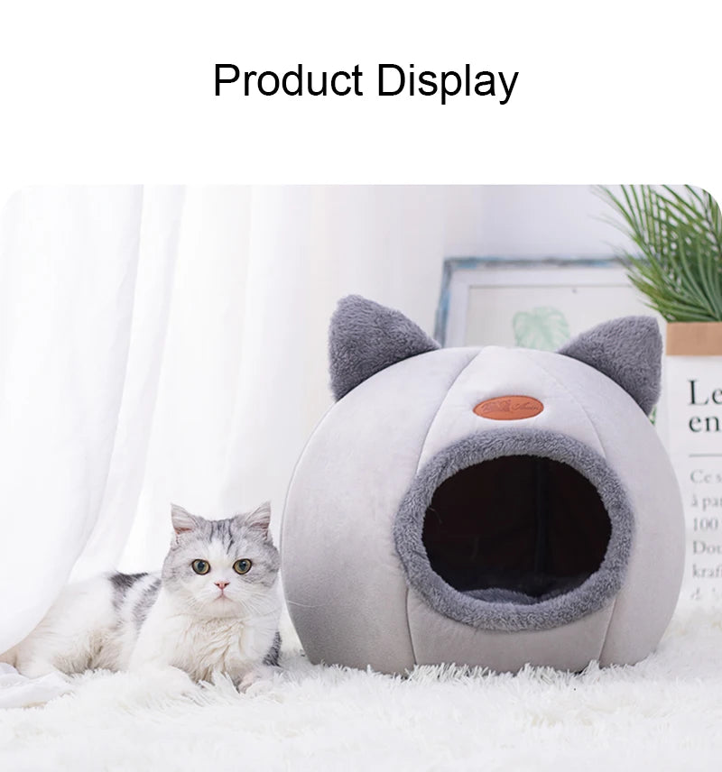 Furvio Shop 2-in-1 cat cave bed and nest with warm plush interior, cozy hideaway for cats, in soft fur-like material.