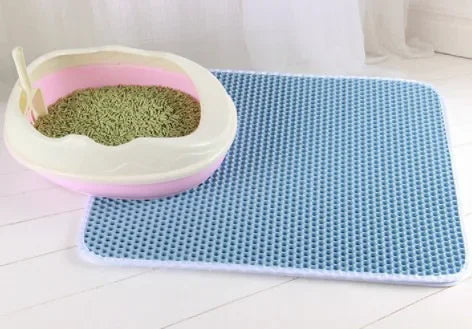 Furvio Shop cat litter mat with double layers, waterproof, non-slip, washable pet litter box pad, clean and comfortable for cats