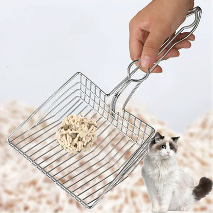 Heavy-duty stainless steel cat litter scoop from Furvio Shop with a sturdy handle and large scoop for easy cleaning.