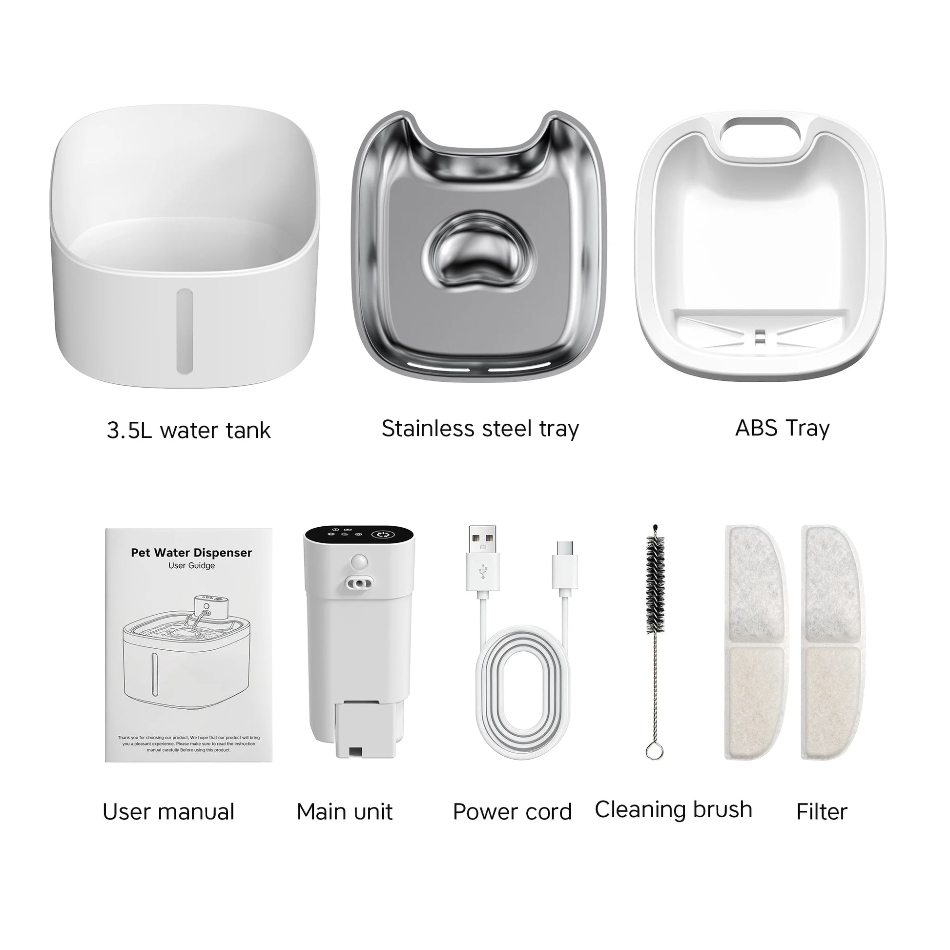 Furvio Shop AquaFlow Wireless Smart Pet Fountain in 3.5L, showing sleek design and water flow for pets.