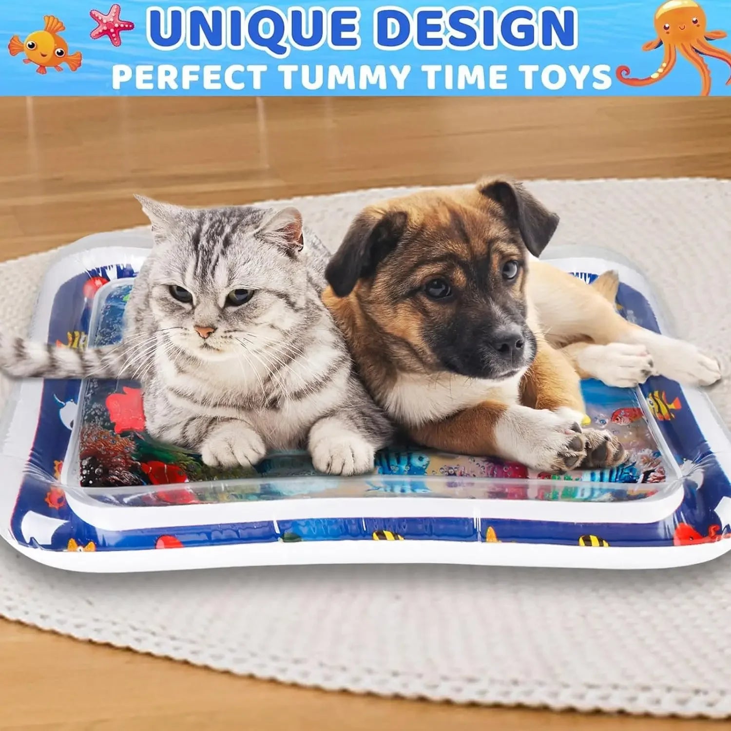 Furvio Shop interactive sensory cooling water mat for pets, featuring textured surface and water-filled channels for soothing play.
