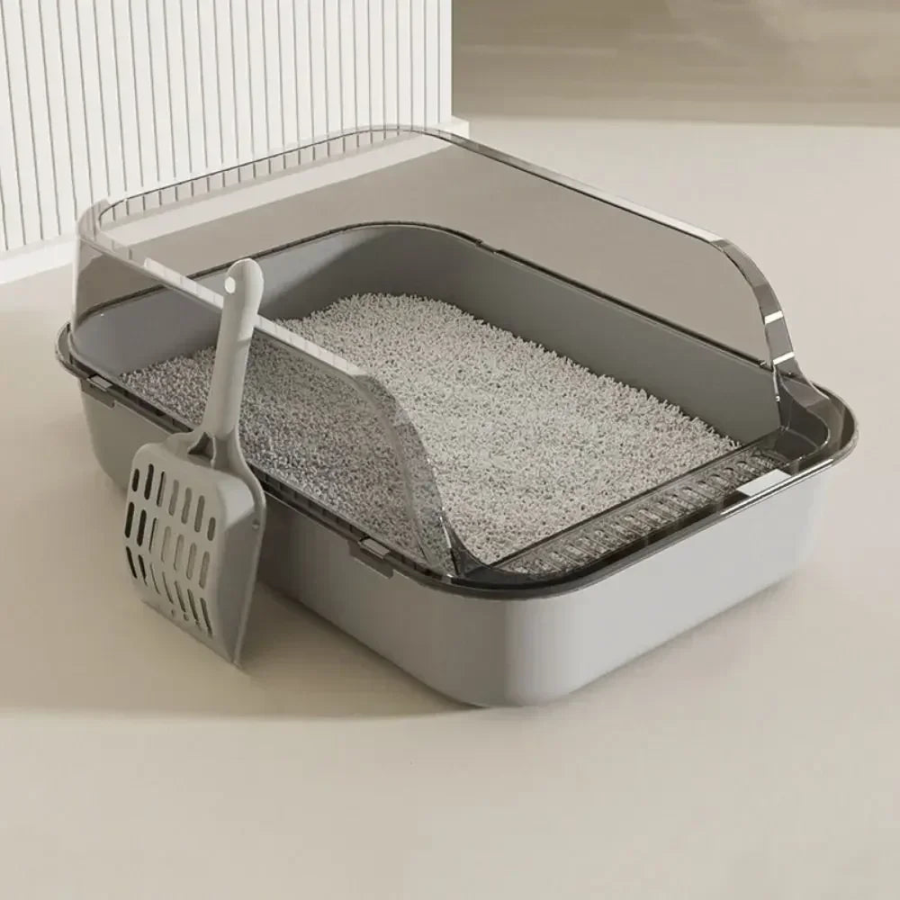 Open top splashproof cat litter box by Furvio Shop featuring a durable, easy-to-clean design for mess-free cat litter management.