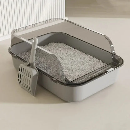 Open top splashproof cat litter box by Furvio Shop featuring a durable, easy-to-clean design for mess-free cat litter management.