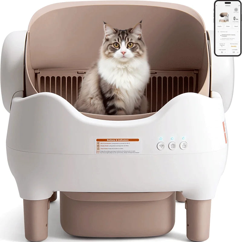Furvio Shop smart open-top self-cleaning cat litter box with 10L capacity, featuring a sleek design and easy-to-clean surface.