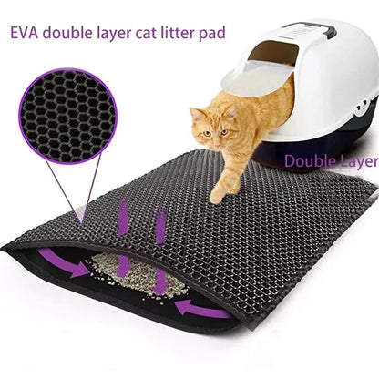 Furvio Shop waterproof double-layer cat litter mat with non-slip surface and washable design, ideal for catching litter debris.