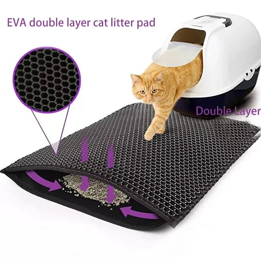Furvio Shop waterproof double-layer cat litter mat with non-slip surface and washable design, ideal for catching litter debris.