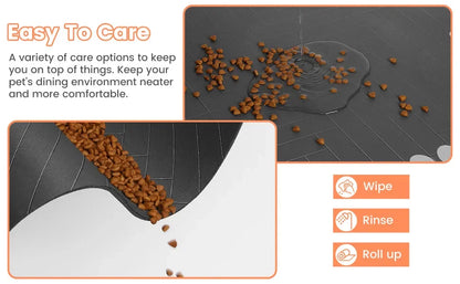 Furvio Shop quick-dry absorbent pet feeding mat with colorful paw print design on waterproof surface for easy cleaning