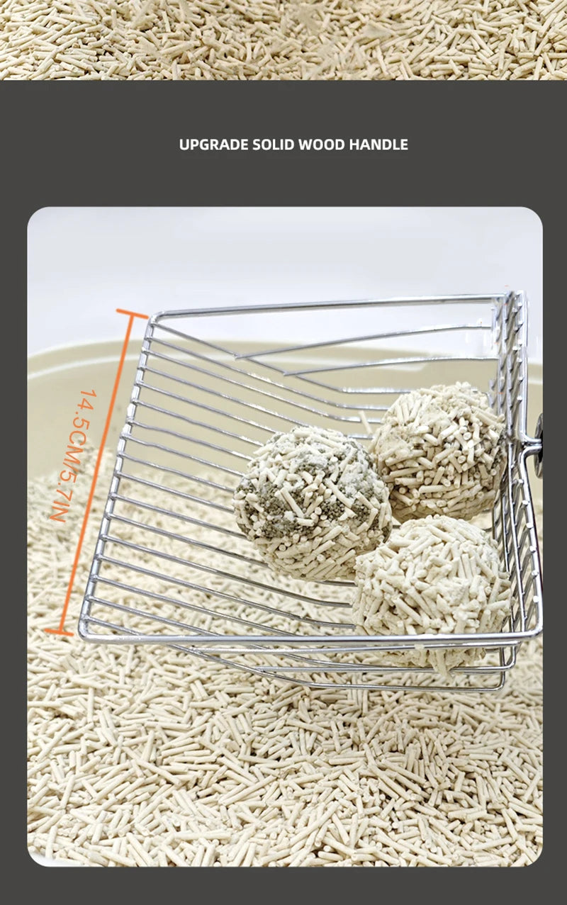 Heavy-duty stainless steel cat litter scoop from Furvio Shop with a sturdy handle and wide scoop for easy cleaning.