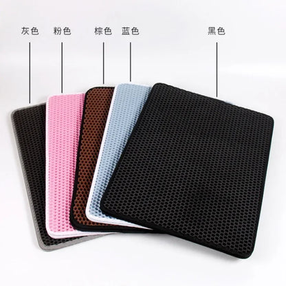 Furvio Shop cat litter mat with double layer waterproof design, non-slip surface, washable pet litter box mat, clean pad for cats